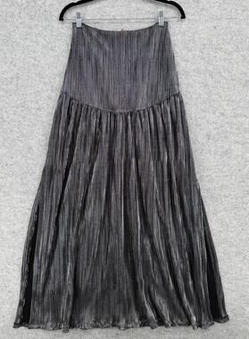 NWOT Jen's Pirate Booty Incense Metallic Gray/Silver Maxi Skirt Size SMALL